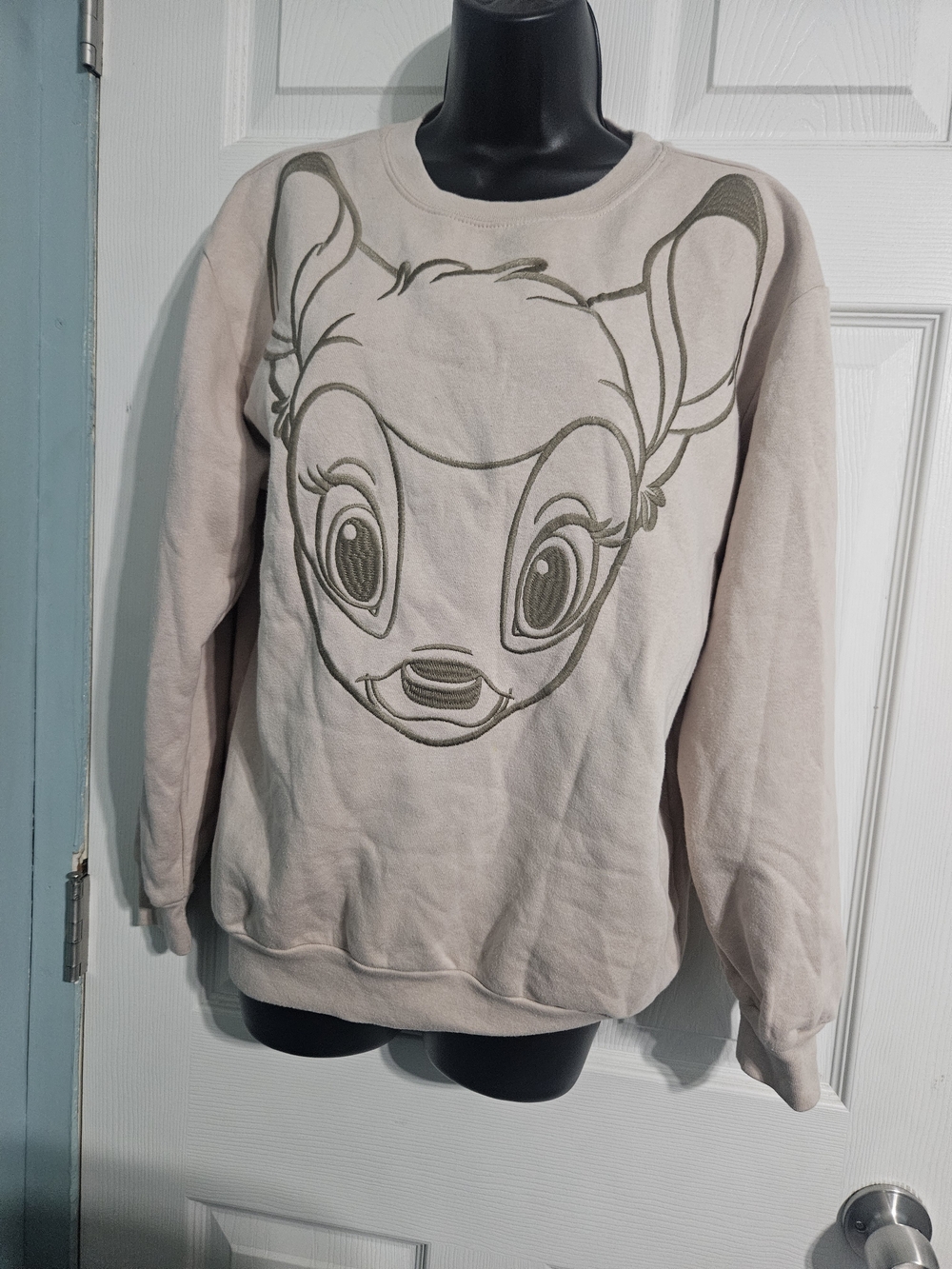 Disney Women's Pale Pink Crewneck Sweater with Bambi Graphic